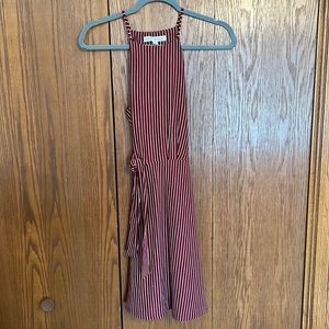 Red striped side tie dress